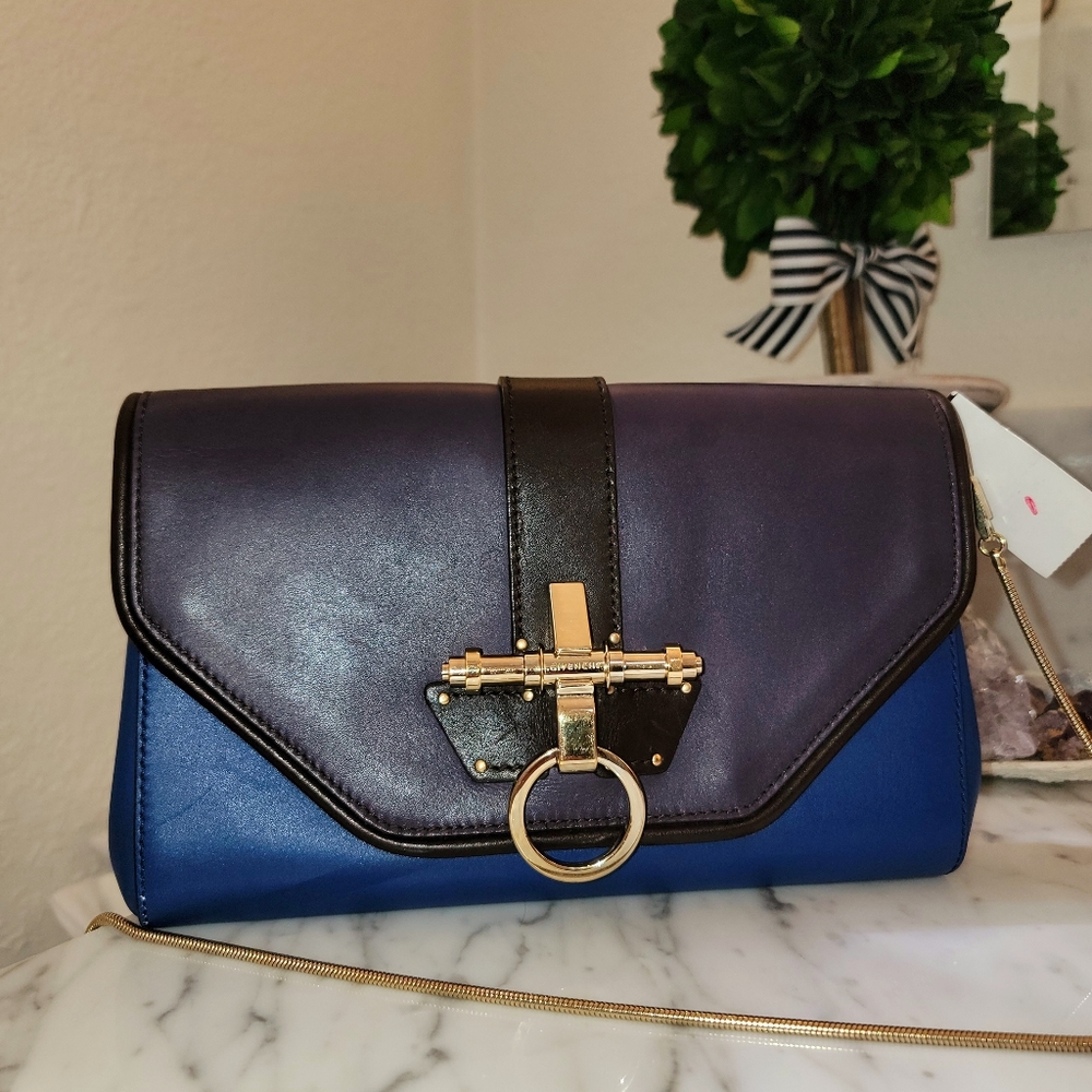 GIVENCHY Small Shoulder Clutch Two Toned Handbag w/Chain